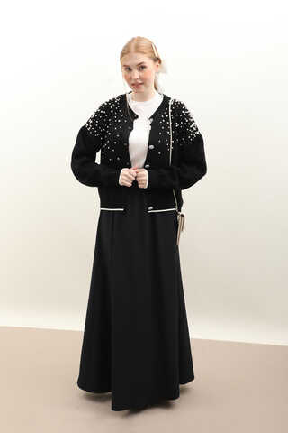 İncili Triko Hırka Siyah - 2