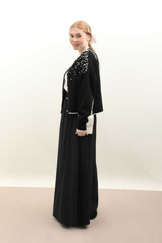 İncili Triko Hırka Siyah - 5