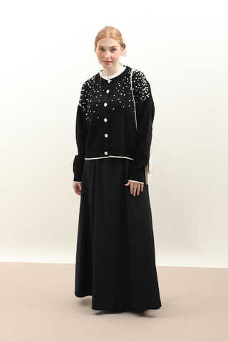 İncili Triko Hırka Siyah - 7