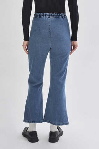 İspanyol Paça Denim Pantolon Açık Mavi - 7