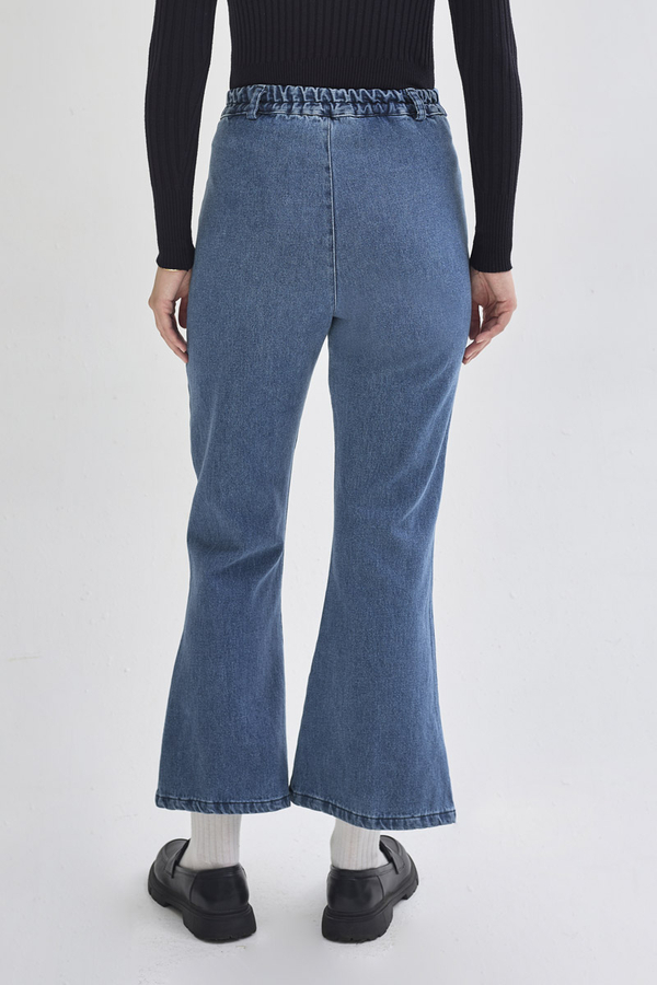 İspanyol Paça Denim Pantolon Açık Mavi - 7