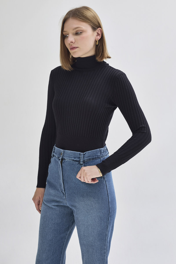 İspanyol Paça Denim Pantolon Açık Mavi - 6