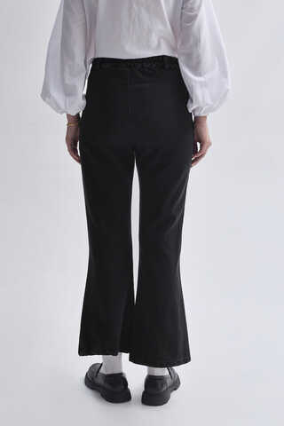 İspanyol Paça Denim Pantolon Siyah - 5