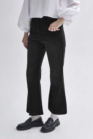 İspanyol Paça Denim Pantolon Siyah - 3