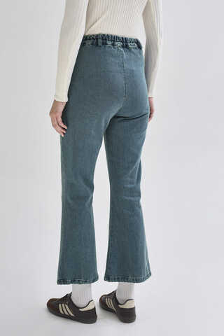 İspanyol Paça Denim Pantolon Yeşil Tintli - 5