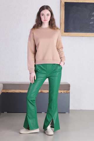 İspanyol Paça Deri Pantolon Yeşil - 1