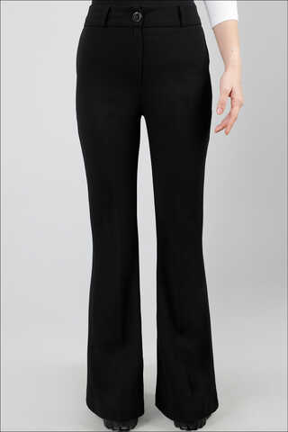 İspanyol Paça Pantolon Siyah - 1