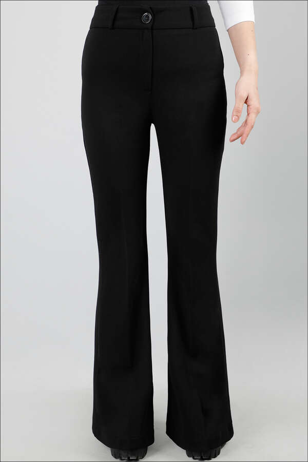 İspanyol Paça Pantolon Siyah - 1