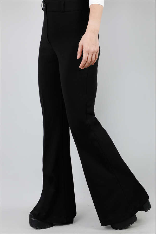 İspanyol Paça Pantolon Siyah - 2