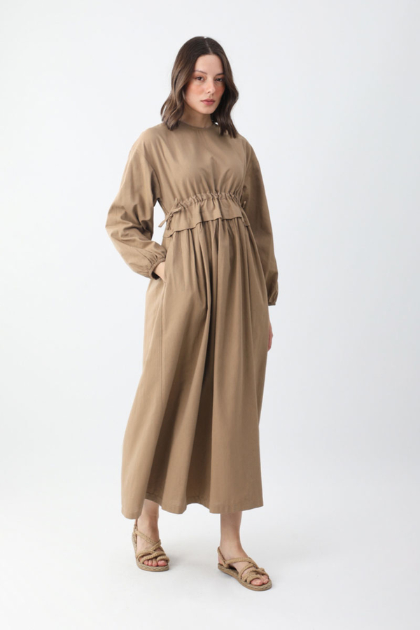 İynem Keten Elbise Camel - 6