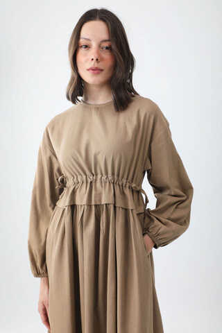 İynem Keten Elbise Camel - 5