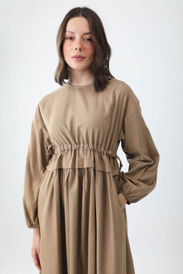 İynem Keten Elbise Camel - 5
