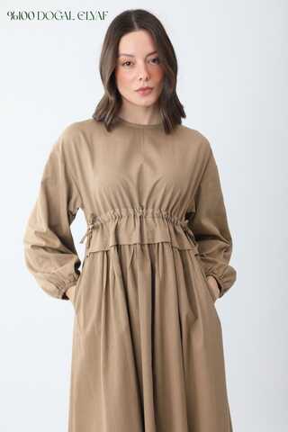 İynem Keten Elbise Camel - 1