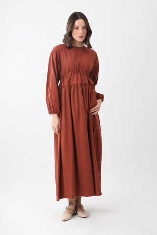 Iynem Linen Dress Brick - 16