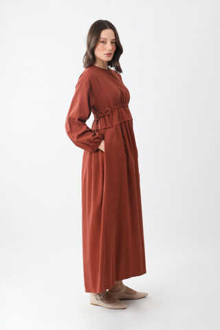 Iynem Linen Dress Brick - 18