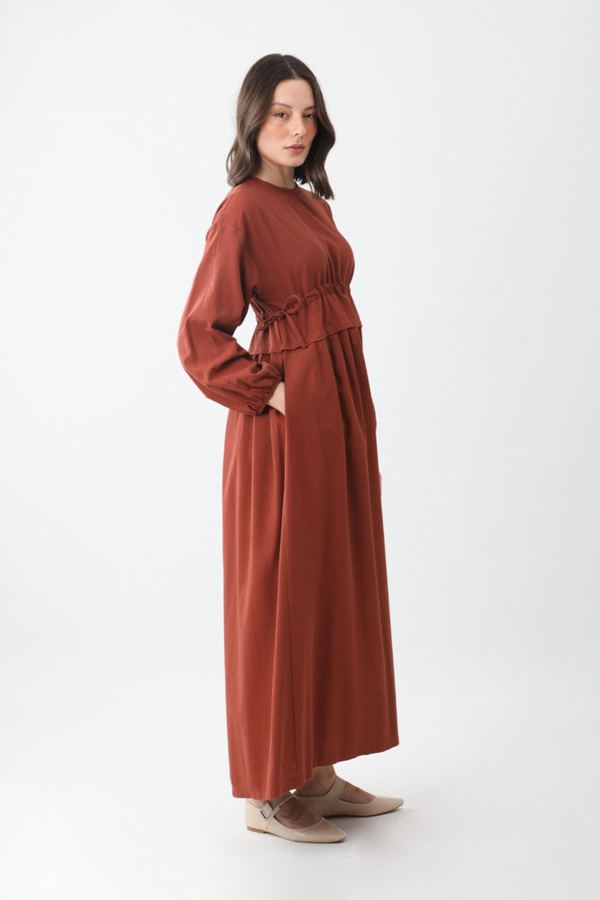 Iynem Linen Dress Brick - 18