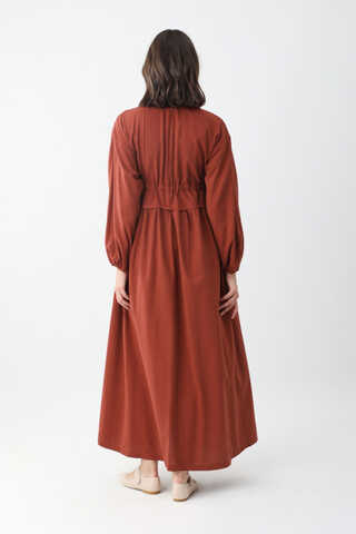 Iynem Linen Dress Brick - 21
