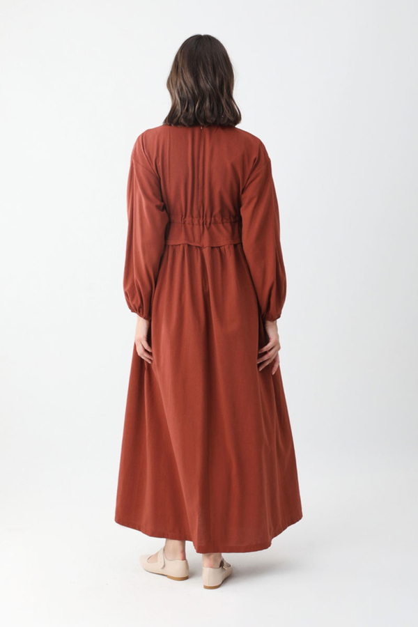 Iynem Linen Dress Brick - 21