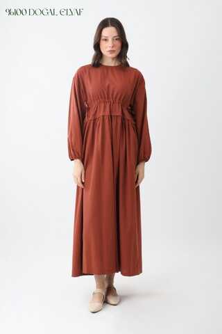Iynem Linen Dress Brick - 14