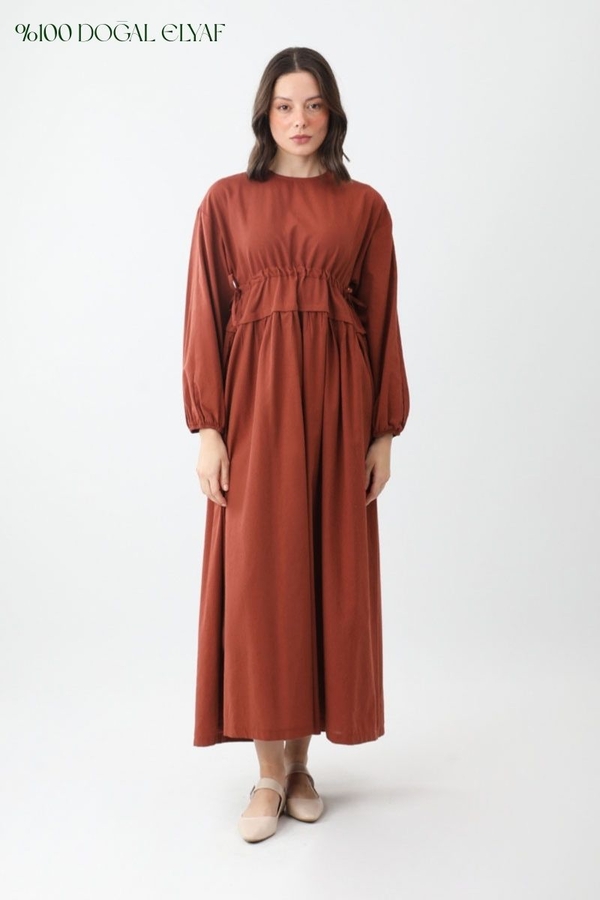 Iynem Linen Dress Brick - 14