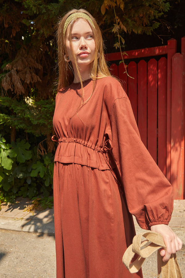 Iynem Linen Dress Brick - 7