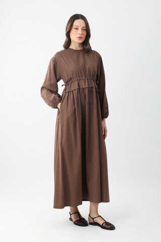 Iynem Linen Dress Brown - 4