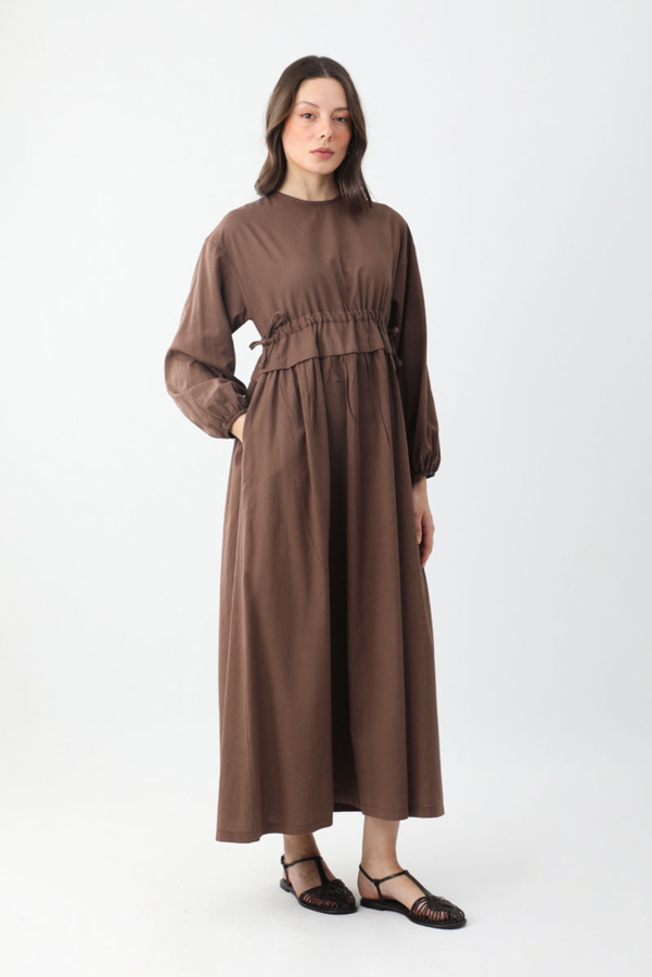 Iynem Linen Dress Brown - 4