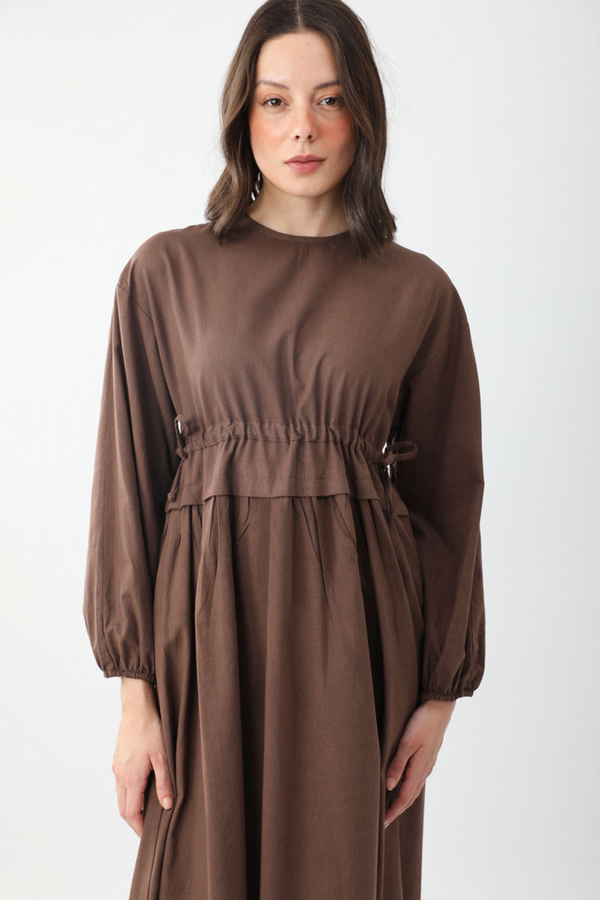 Iynem Linen Dress Brown - 2