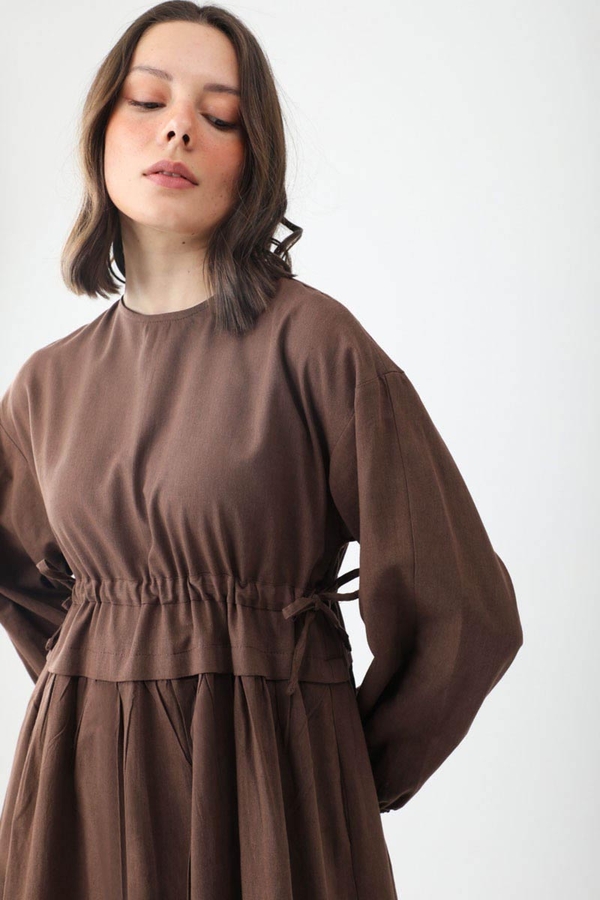 Iynem Linen Dress Brown - 6