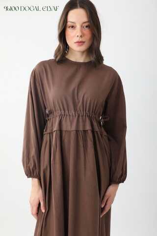 Iynem Linen Dress Brown - 1