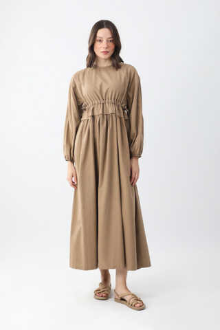 Iynem Linen Dress Camel - 2