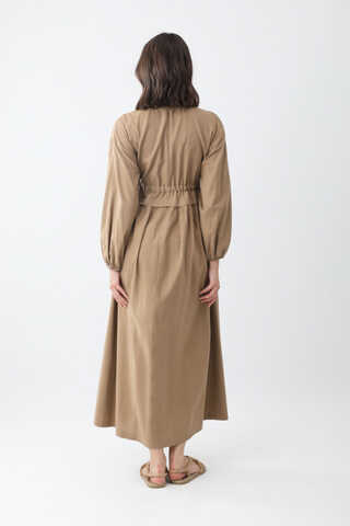 Iynem Linen Dress Camel - 7