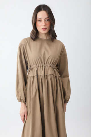 Iynem Linen Dress Camel - 3