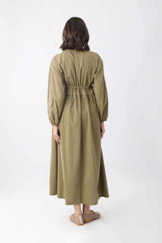 Iynem Linen Dress Khaki - 7