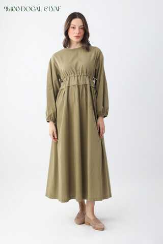 Iynem Linen Dress Khaki - 1