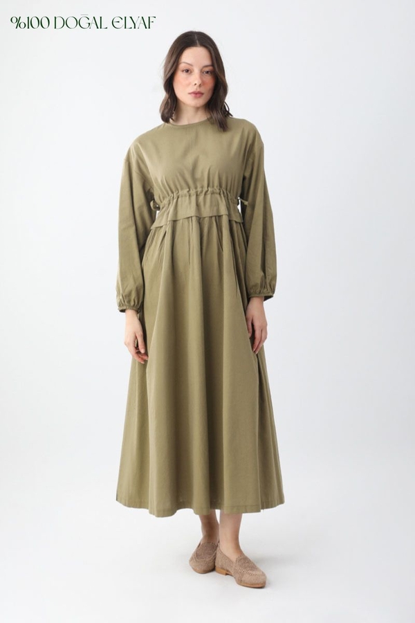 Iynem Linen Dress Khaki 