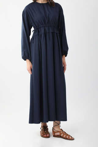 Iynem Linen Dress Navy Blue - 5