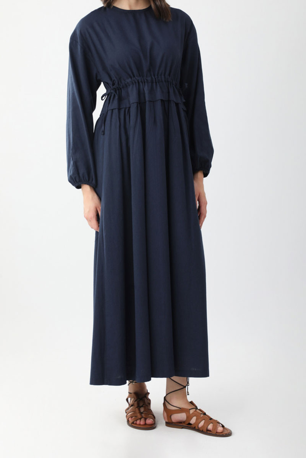 Iynem Linen Dress Navy Blue - 5