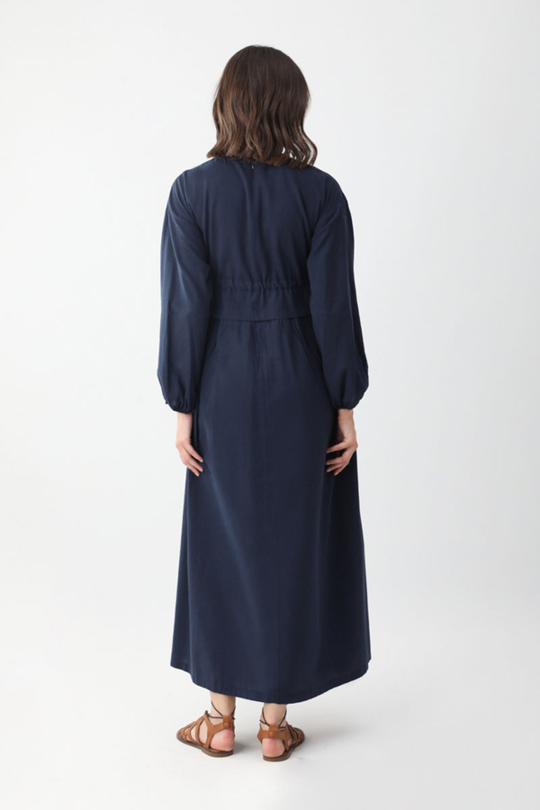 Iynem Linen Dress Navy Blue - 8