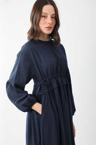 Iynem Linen Dress Navy Blue - 2