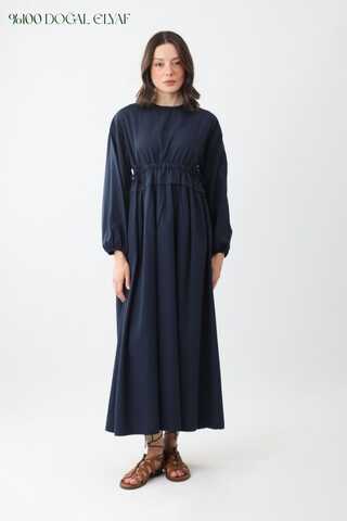 Iynem Linen Dress Navy Blue - 1
