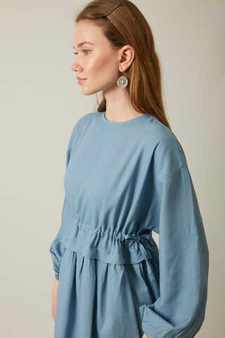 Iynem Linen Dress Baby Blue - 8