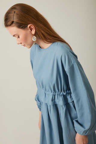 Iynem Linen Dress Baby Blue - 9