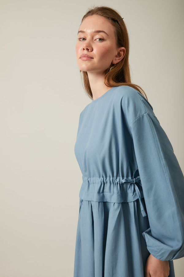 Iynem Linen Dress Baby Blue - 11