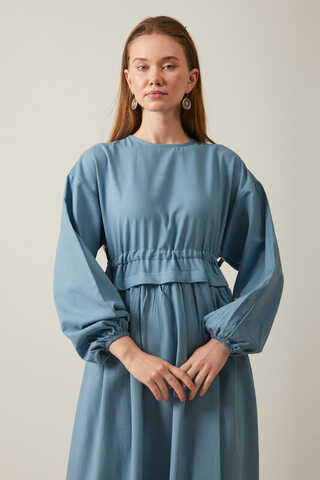 Iynem Linen Dress Baby Blue - 13