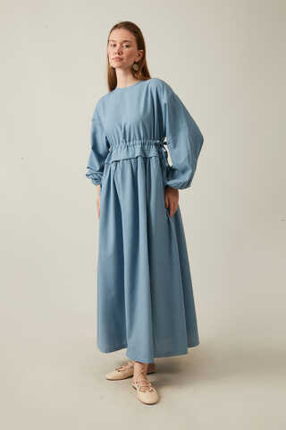 Iynem Linen Dress Baby Blue - 2