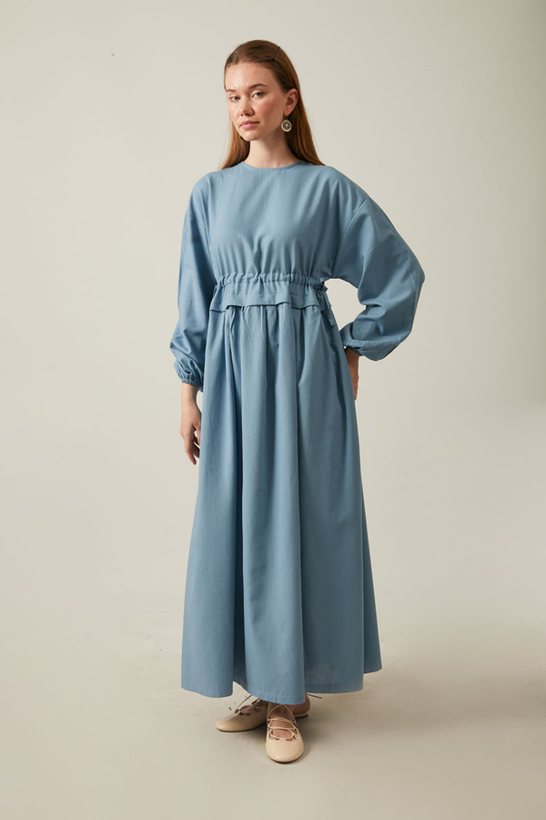 Iynem Linen Dress Baby Blue - 4