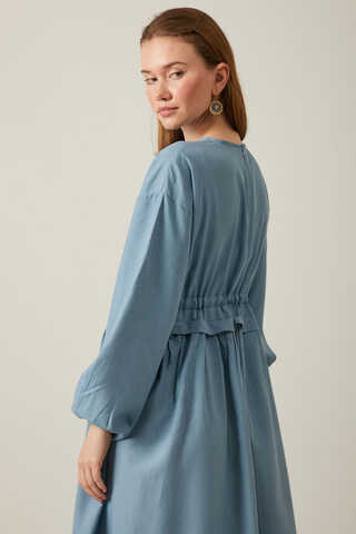 Iynem Linen Dress Baby Blue - 16