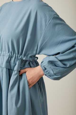 Iynem Linen Dress Baby Blue - 17