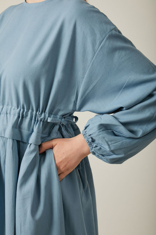 Iynem Linen Dress Baby Blue - 17